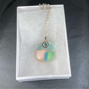 NWT Fused Glass Pendant Necklace